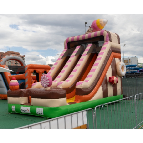 Double inflatable slide with the candy theme