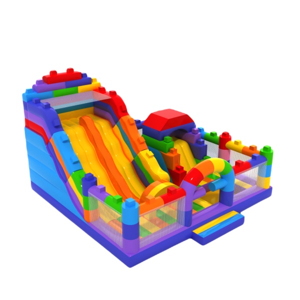 Inflatable with slide - Colourful Blocks combo MAXI