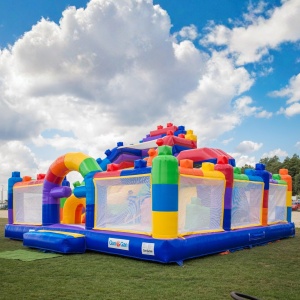 Inflatable with slide - Colourful Blocks combo MAXI