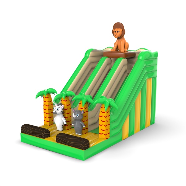 Double inflatable slide with the jungle theme