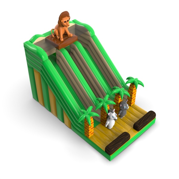 Double inflatable slide with the jungle theme