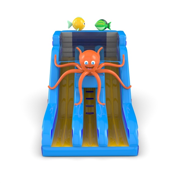 Inflatable slide with an octopus