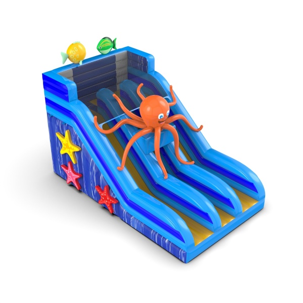 Inflatable slide with an octopus