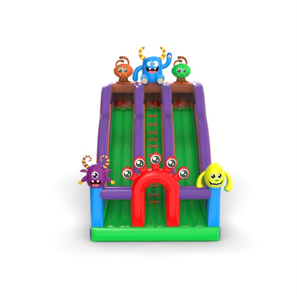 Double slide inflatable with monsters