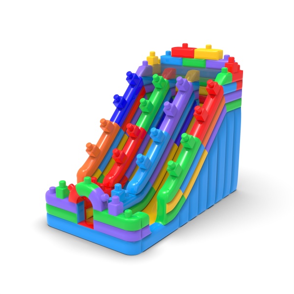 Double inflatable slide Colorful Blocks