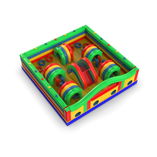 Inflatable playground with obstacles