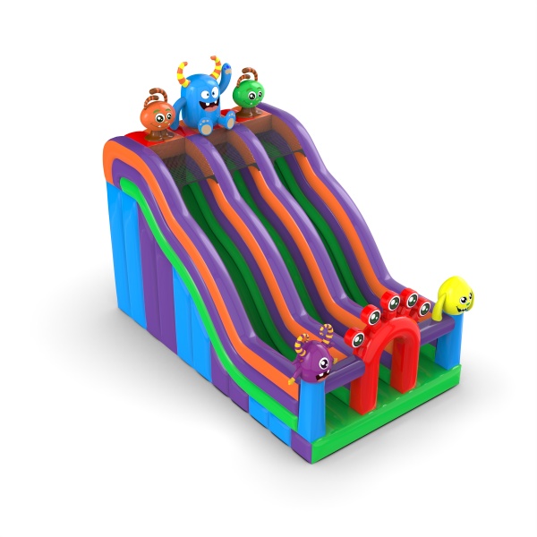 Double slide inflatable with monsters
