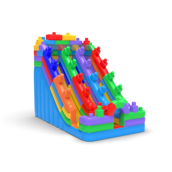 Double inflatable slide Colorful Blocks