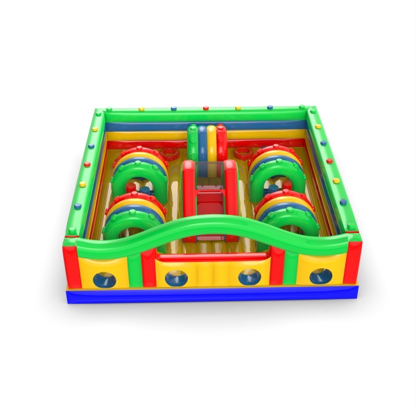 Inflatable playground with obstacles