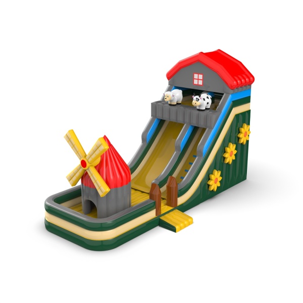 Large inflatable slide with theme farm