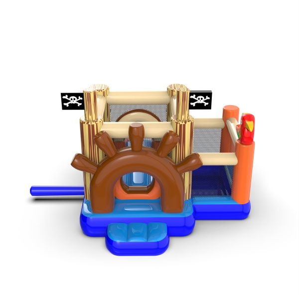Small inflatable castle pirate with a dry ball pit for children