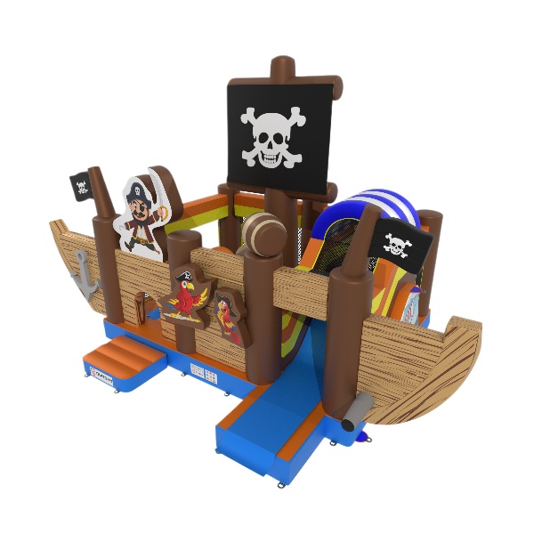 Inflatable playground ship in the pirate theme
