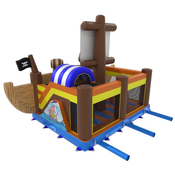 Inflatable playground ship in the pirate theme