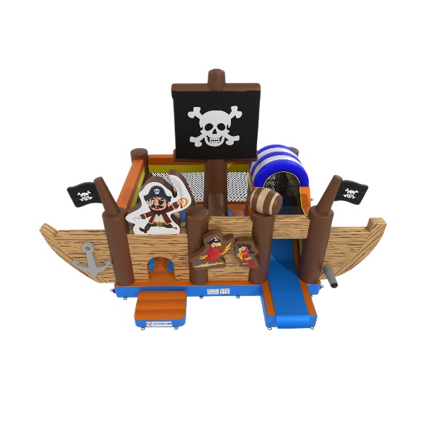Inflatable playground ship in the pirate theme