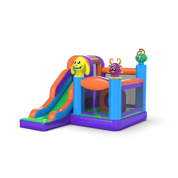 Small inflatable castle with slide for children - monsters