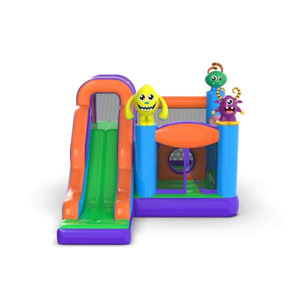Small inflatable castle with slide for children - monsters