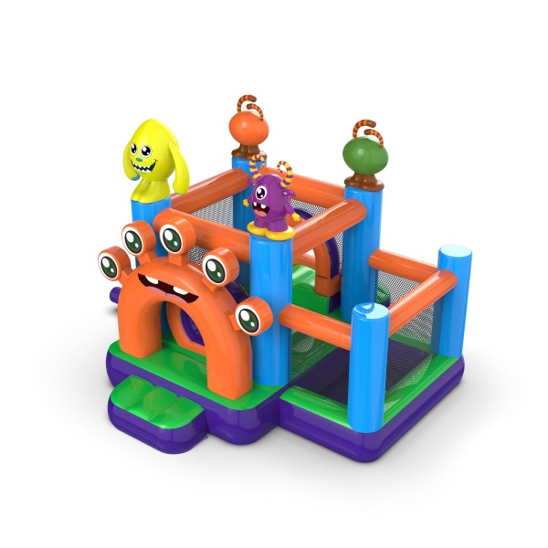 Small inflatable castle with a dry ball pit for children - monsters