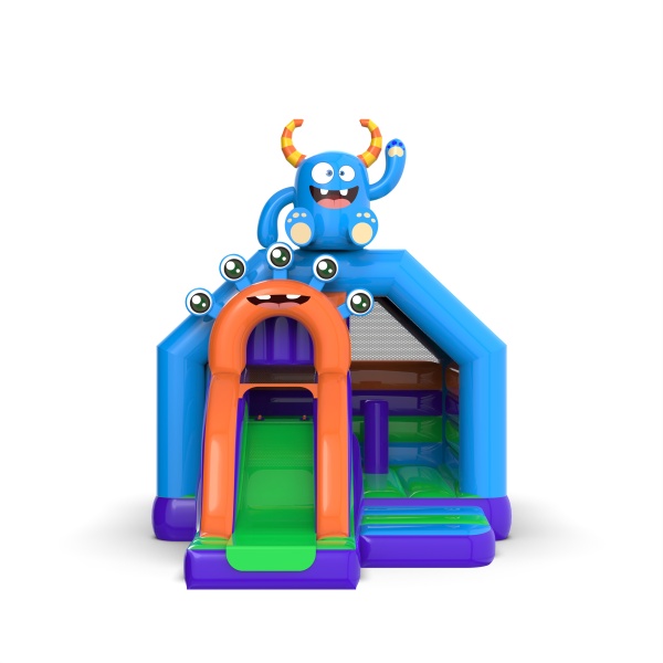 Inflatable monster hut with slide