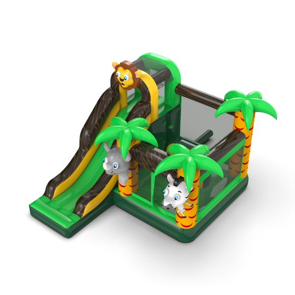 Small inflatable castle with slide for children - jungle theme