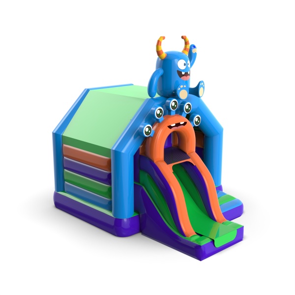Inflatable monster hut with slide