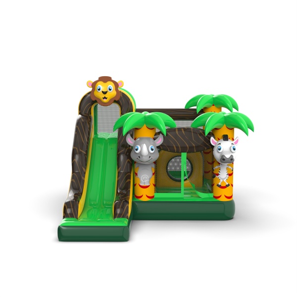 Small inflatable castle with slide for children - jungle theme