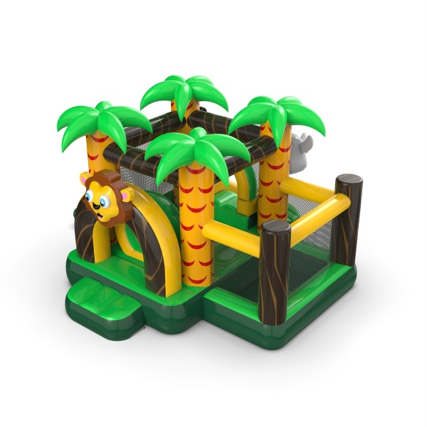 Small inflatable castle with a dry ball pit for children - jungle theme