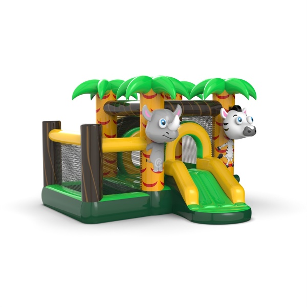 Small inflatable castle with a dry ball pit for children - jungle theme