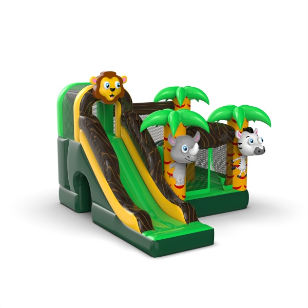 Small inflatable castle with slide for children - jungle theme