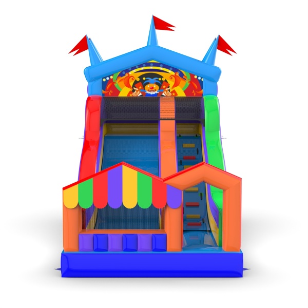 Inflatable slide with the fairground theme