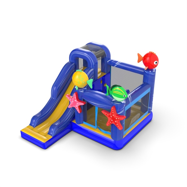 Small inflatable castle with slide for children - sea theme
