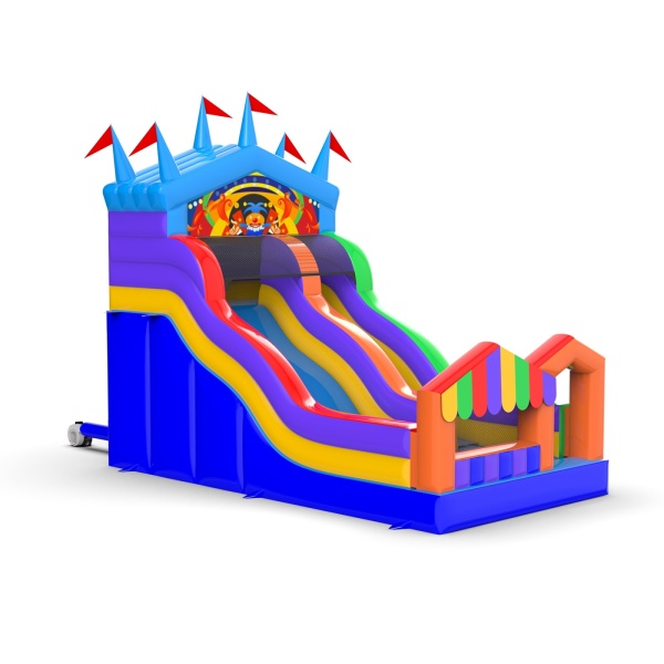 Inflatable slide with the fairground theme