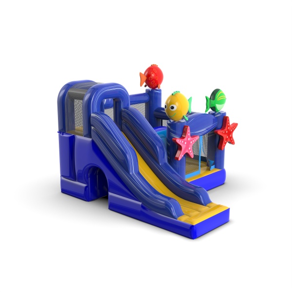 Small inflatable castle with slide for children - sea theme