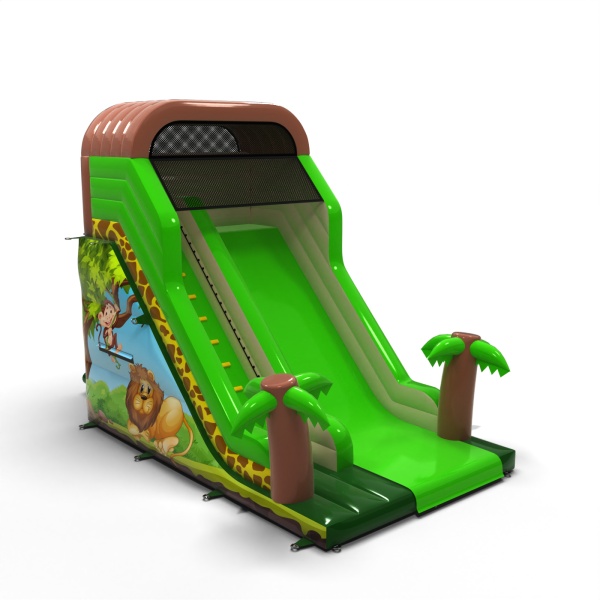 Inflatable slide with print jungle