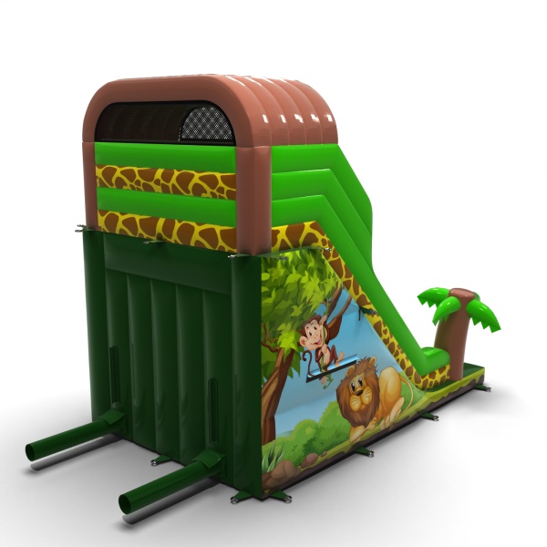 Inflatable slide with print jungle