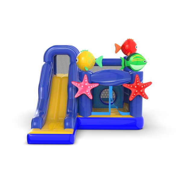 Small inflatable castle with slide for children - sea theme