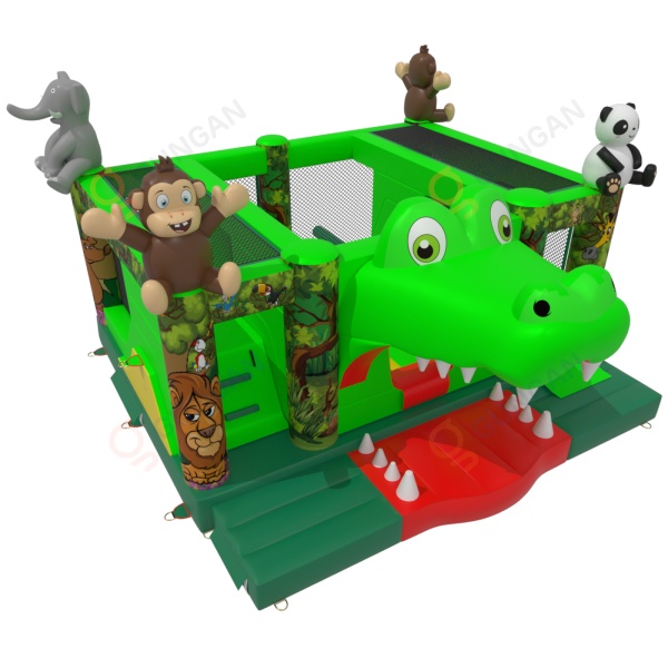 Inflatable playground crocodile in the jungle theme