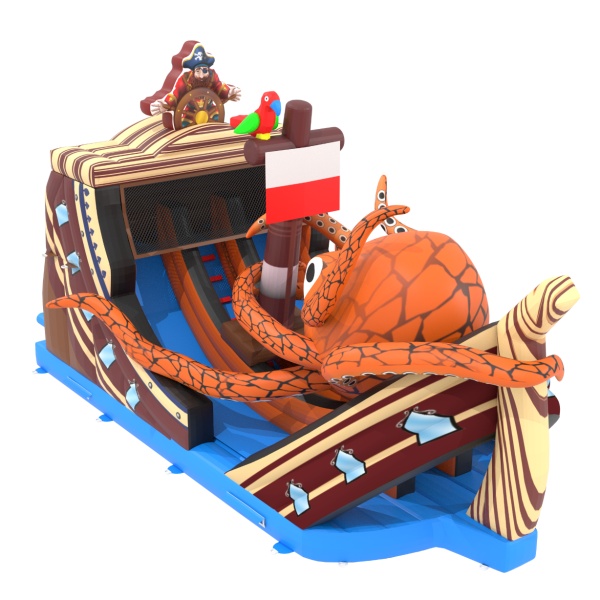 Inflatable slide Pirate Ship with an octopus