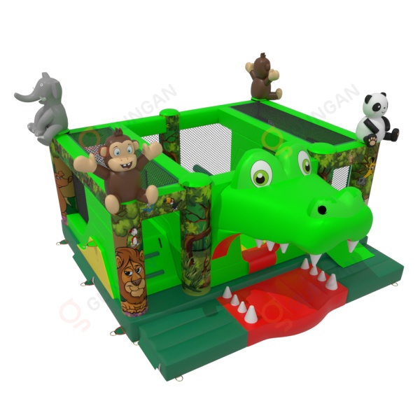 Inflatable playground crocodile in the jungle theme