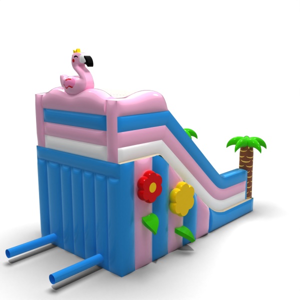 Inflatable slide with a flamingo
