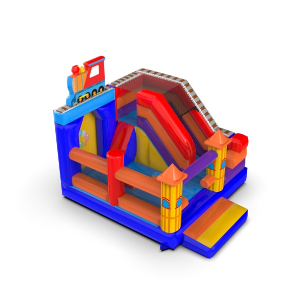 Inflatable with slide with the fairground theme