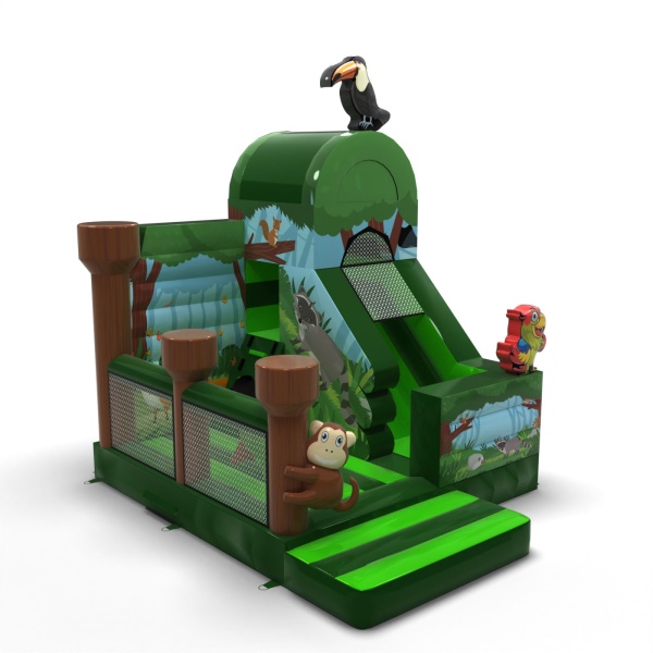 Inflatable with slide - jungle combo with print