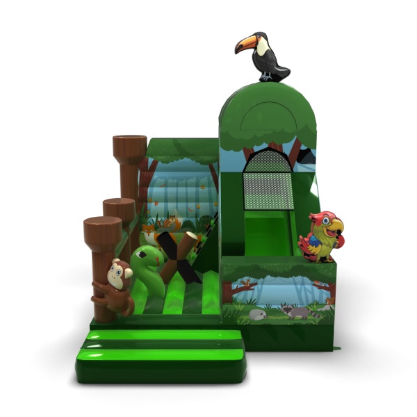 Inflatable with slide - jungle combo with print