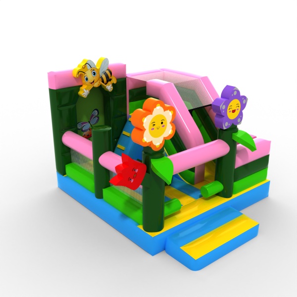 Inflatable with slide with a spring theme