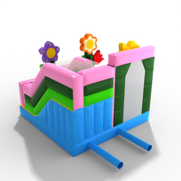 Inflatable with slide with a spring theme