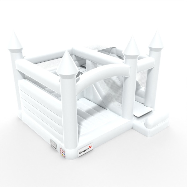 Inflatable castle with a slide in a white theme