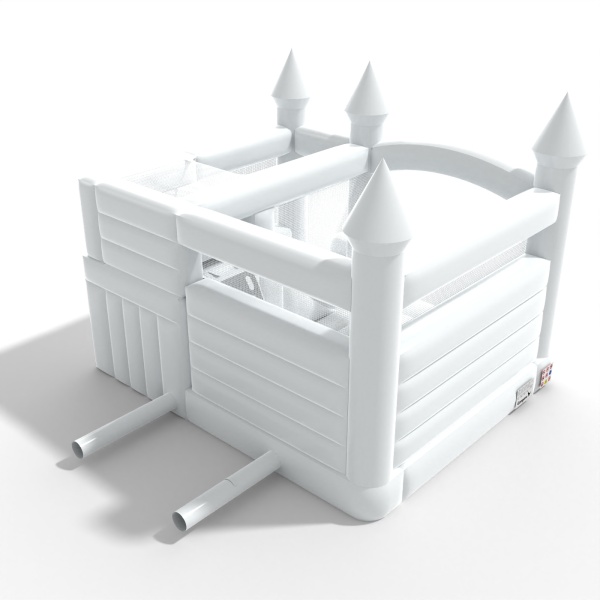 Inflatable castle with a slide in a white theme