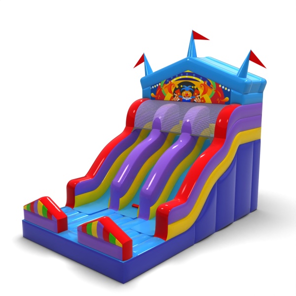 Double inflatable slide in the theme Funfair mini