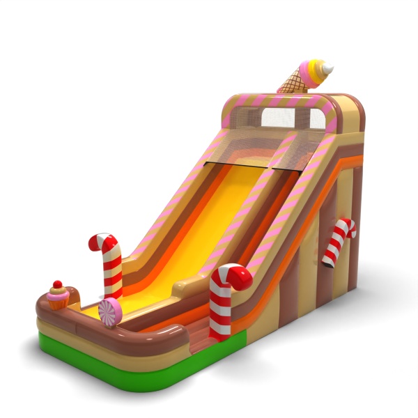 Larger inflatable slide in the candy theme