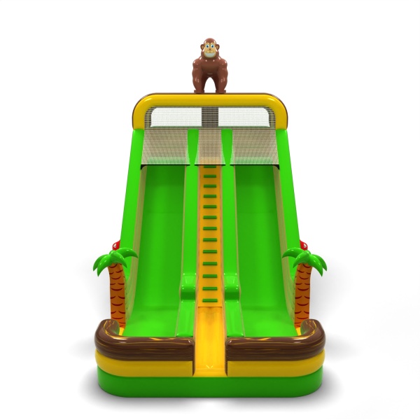 Double larger inflatable slide in the jungle theme