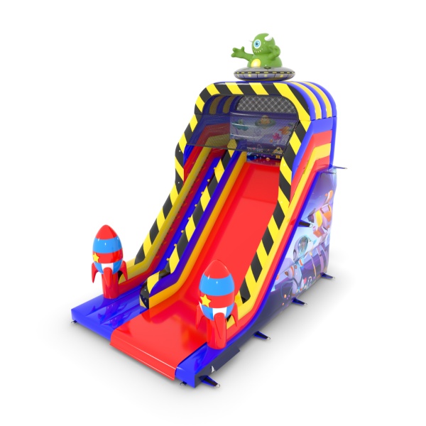 Inflatable slide in the theme of space